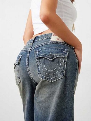 Baggy Jeans True Religion Jessie Super Mid Rise Mujer Azules | Colombia-HFEZRLU13