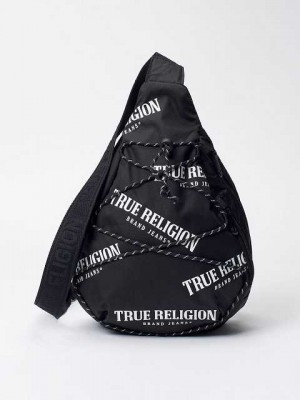 Bolsas True Religion Logo Sling Unisex Negras | Colombia-ZIRGPSA78