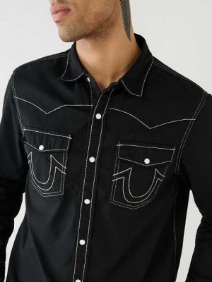 Camisa True Religion Big T Western Hombre Negras | Colombia-GQHPUZX47