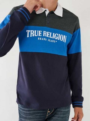 Camisa True Religion Rugby Polo Hombre Gris Azul Marino | Colombia-INEZBUA24