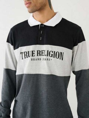 Camisa True Religion Rugby Polo Hombre Negras Gris | Colombia-DFKNWXJ84