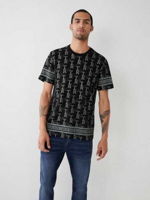 Camiseta True Religion Allover Print Hombre Negras | Colombia-HSTQYBX74