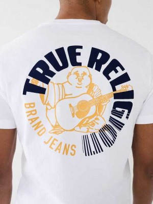 Camiseta True Religion Buddha Logo Crew Hombre Blancas | Colombia-DNEJAFP90