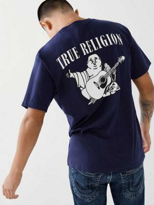Camiseta True Religion Buddha Logo Hombre Azul Marino | Colombia-DNMCKSB85