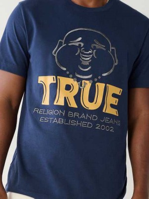 Camiseta True Religion Buddha Logo Hombre Azul Marino Azules | Colombia-WEMULHY74