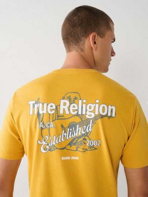 Camiseta True Religion Buddha Logo Hombre Amarillo | Colombia-XIMCPZW53