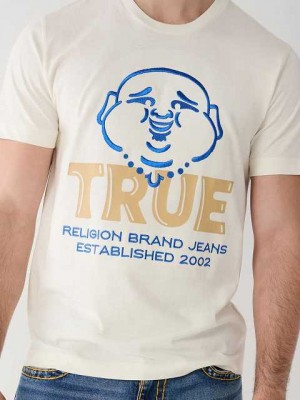 Camiseta True Religion Buddha Logo Hombre Blancas | Colombia-CYZWIAU61