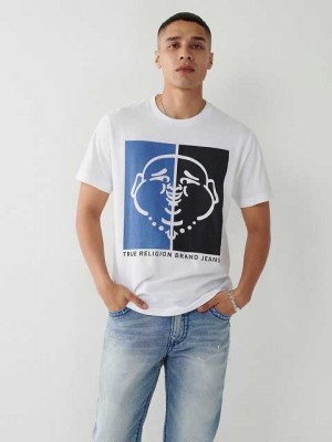 Camiseta True Religion Buddha Logo Hombre Blancas | Colombia-JPKIRSV63