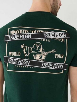 Camiseta True Religion Buddha Logo True Rlgn Tape Hombre Verde Oscuro | Colombia-GYFXLUW96