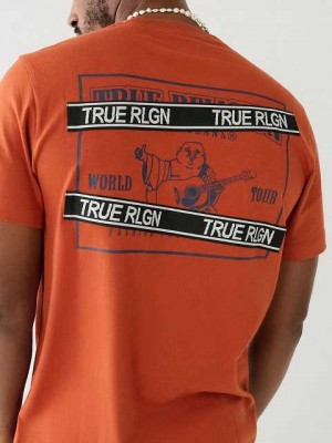 Camiseta True Religion Buddha Logo True Rlgn Tape Hombre Naranjas | Colombia-RVDHFUW43