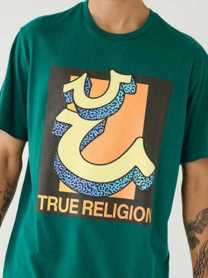 Camiseta True Religion Channel True Estampadas Relaxed Hombre Verde | Colombia-XVWDYFS07