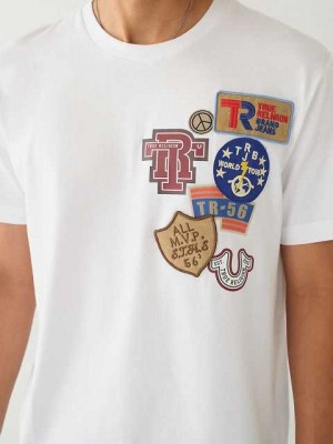 Camiseta True Religion Collegiate Patch Hombre Blancas | Colombia-OEPRZVX91