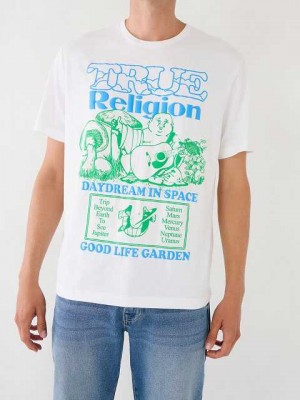 Camiseta True Religion Daydream Buddha Estampadas Relaxed Hombre Blancas | Colombia-NXTFUEC03