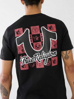 Camiseta True Religion Hs Tr Grid Crew Hombre Negras | Colombia-XSHMOFA42