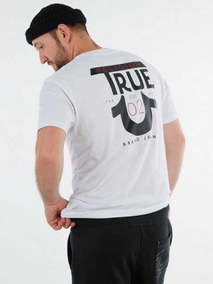 Camiseta True Religion Logo Hombre Blancas | Colombia-LIPZYBD95