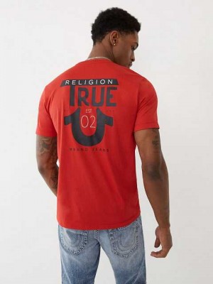 Camiseta True Religion Logo Hombre Rojas | Colombia-HUQMXBF17