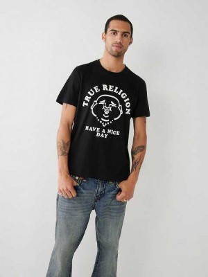 Camiseta True Religion Nice Day Hombre Negras | Colombia-TAFDXJP89