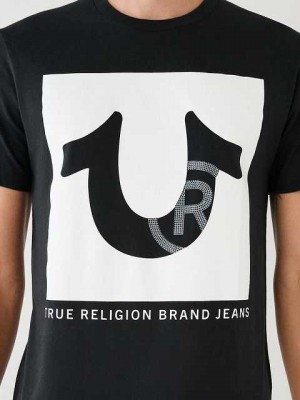 Camiseta True Religion Studded Logo Hombre Negras | Colombia-OHGKVNB42
