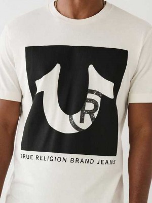 Camiseta True Religion Studded Logo Hombre Blancas | Colombia-QPVXEMH61