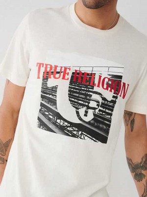 Camiseta True Religion True Estampadas Hombre Blancas | Colombia-WLSKMNJ91