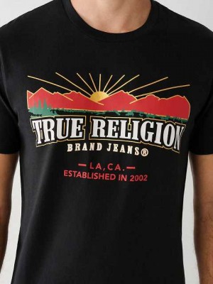 Camiseta True Religion True Logo Hombre Negras | Colombia-WJAMCVO86