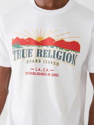 Camiseta True Religion True Logo Hombre Blancas | Colombia-UJNBWDI39