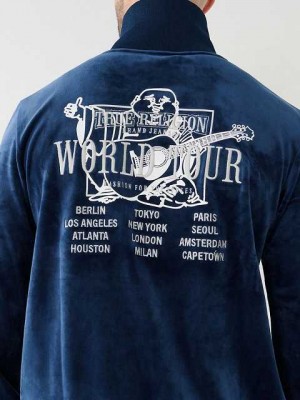 Chaqueta True Religion Velour World Tour Pista Hombre Azul Marino Azules | Colombia-FWUCNIS86