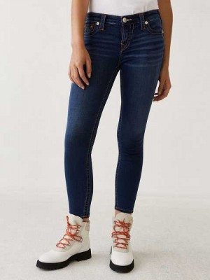 Jeans Skinny True Religion Halle Mid Rise Super 27" Mujer Azul Marino | Colombia-CHRIFMN42