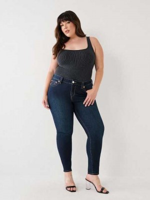Jeans Skinny True Religion Plus Halle Mid Rise Super Mujer Azules Oscuro | Colombia-CMGIJRF53