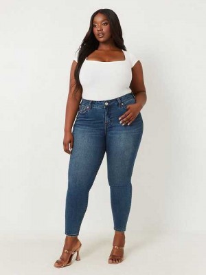 Jeans Skinny True Religion Plus Jennie Mid Rise Super Mujer Azules Oscuro | Colombia-NZDXIBJ23