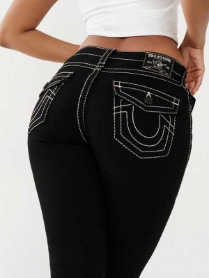 Jeans Straight True Religion Billie Jean Mujer Negras | Colombia-HEUIYXP26