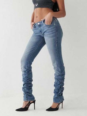 Jeans Straight True Religion Billie Low Rise Stacked Mujer Azules Claro | Colombia-OIZHKCE31
