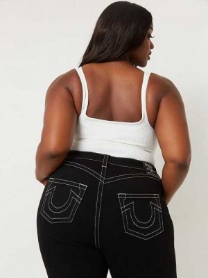Jeans Straight True Religion Plus Billie Mujer Negras | Colombia-LVFDXZC38