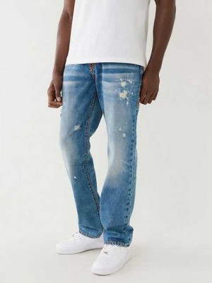 Jeans Straight True Religion Ricky Beach Splatter Distressed Hombre Azules | Colombia-ENTSXDP23