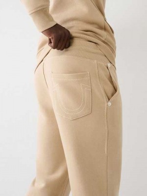 Pantalon Jogger True Religion Big T Logo Hombre Beige | Colombia-ONXSIKU41