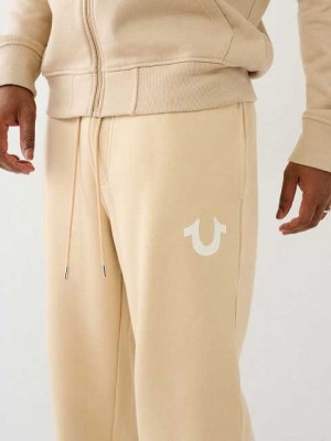 Pantalon Jogger True Religion Horseshoe Logo Fleece Drawstring Hombre Beige | Colombia-GIZWPBV50