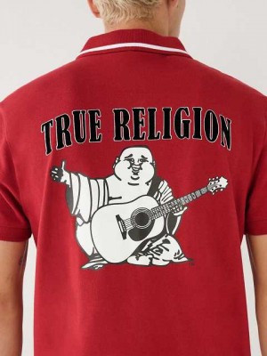 Polo True Religion Logo Hombre Rojas | Colombia-ACUQGXE23