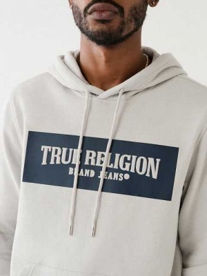 Sudadera con Capucha True Religion True Logo Hombre Gris Blancas | Colombia-JHTZBGP60