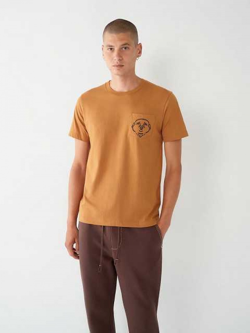 Camiseta True Religion Buddha Pocket Hombre Naranjas Marrones | Colombia-QFJKVIY32
