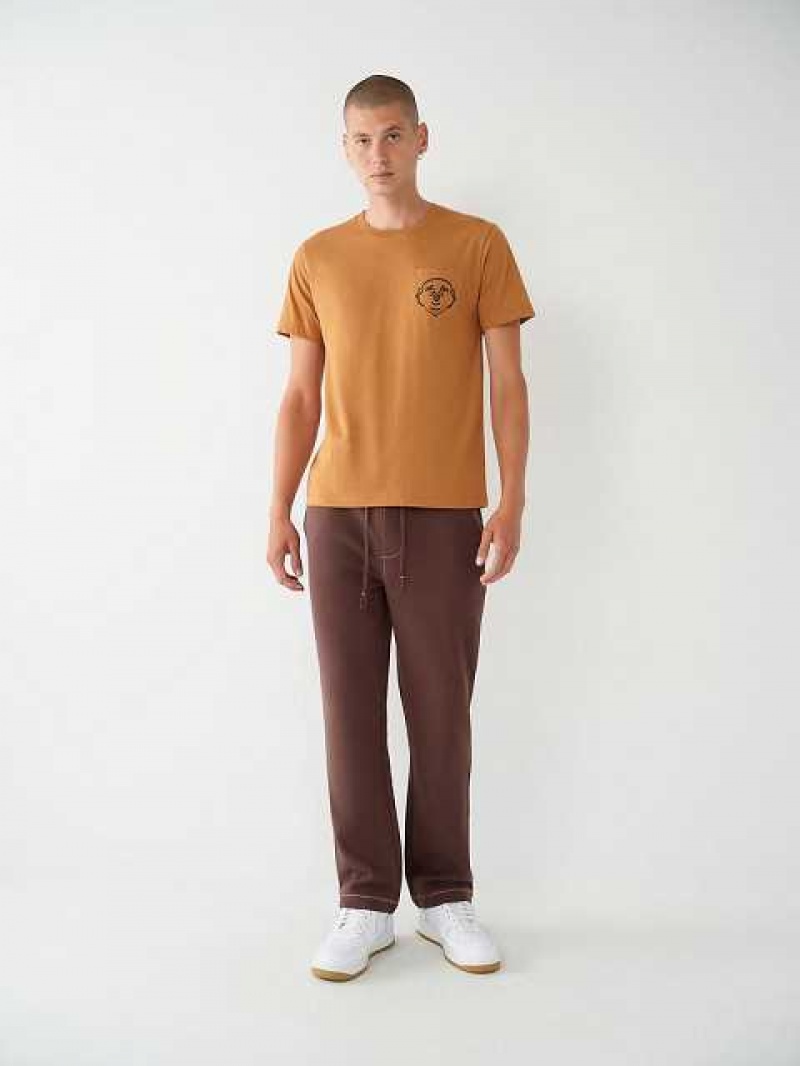 Camiseta True Religion Buddha Pocket Hombre Naranjas Marrones | Colombia-QFJKVIY32