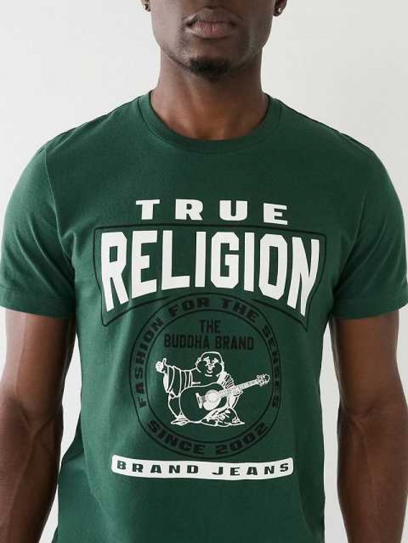 Camiseta True Religion Tr Buddha Logo Crew Neck Hombre Verde Marrones | Colombia-IKSJNLE82
