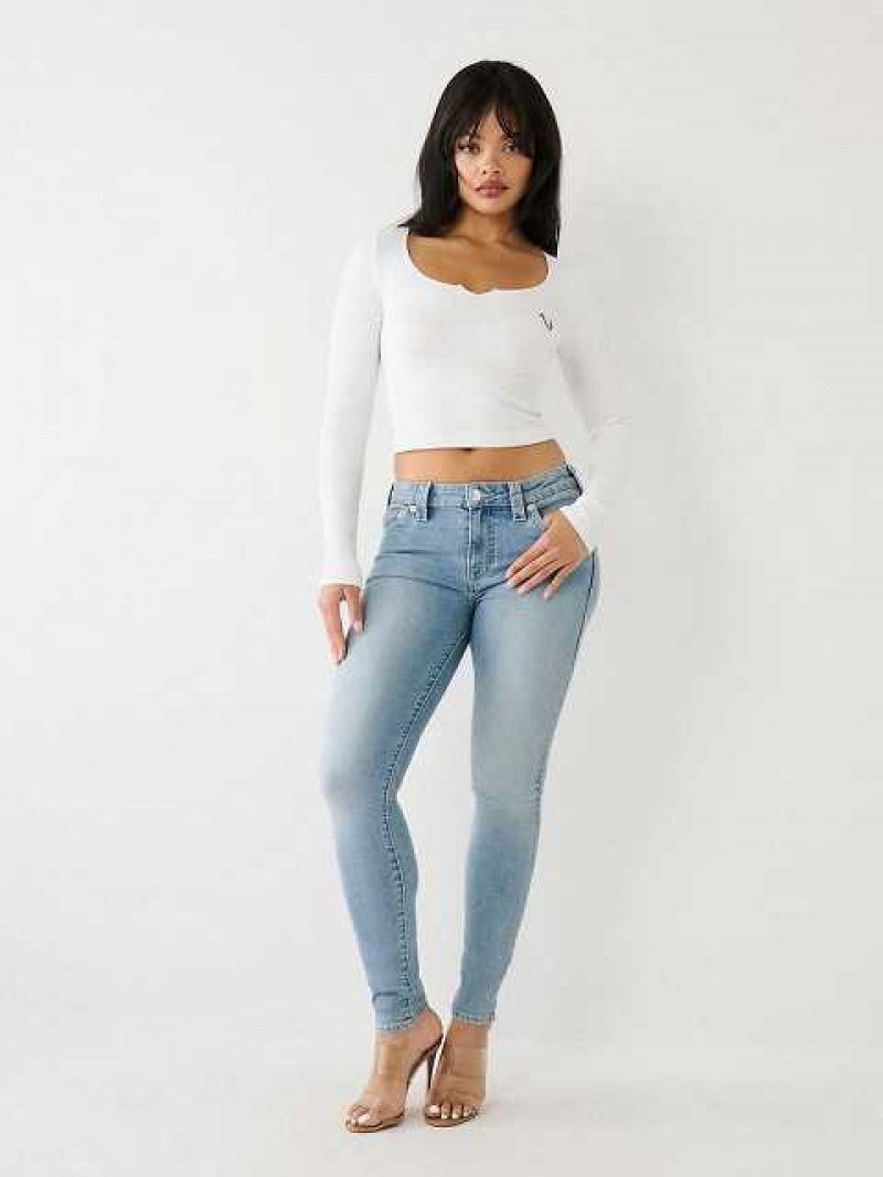 Jeans Skinny True Religion Halle Mid Rise Super Mujer Azules | Colombia-GRPEAZN18