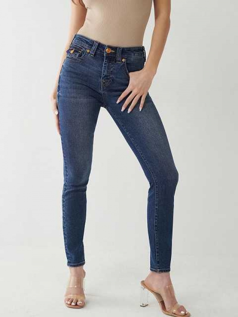 Jeans Skinny True Religion Halle Mid Rise Super Mujer Azules | Colombia-MJSKVWP84
