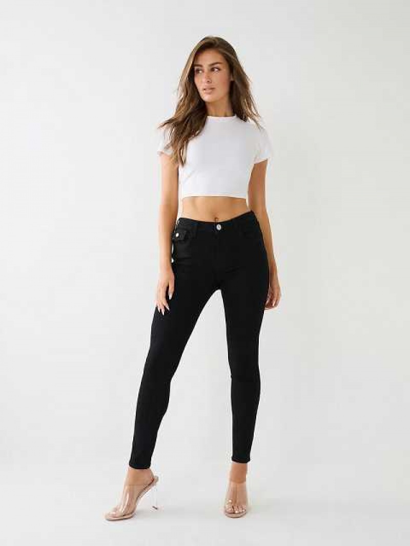 Jeans Skinny True Religion Jennie Mid Rise Flap Mujer Negras | Colombia-ROAZVJK21