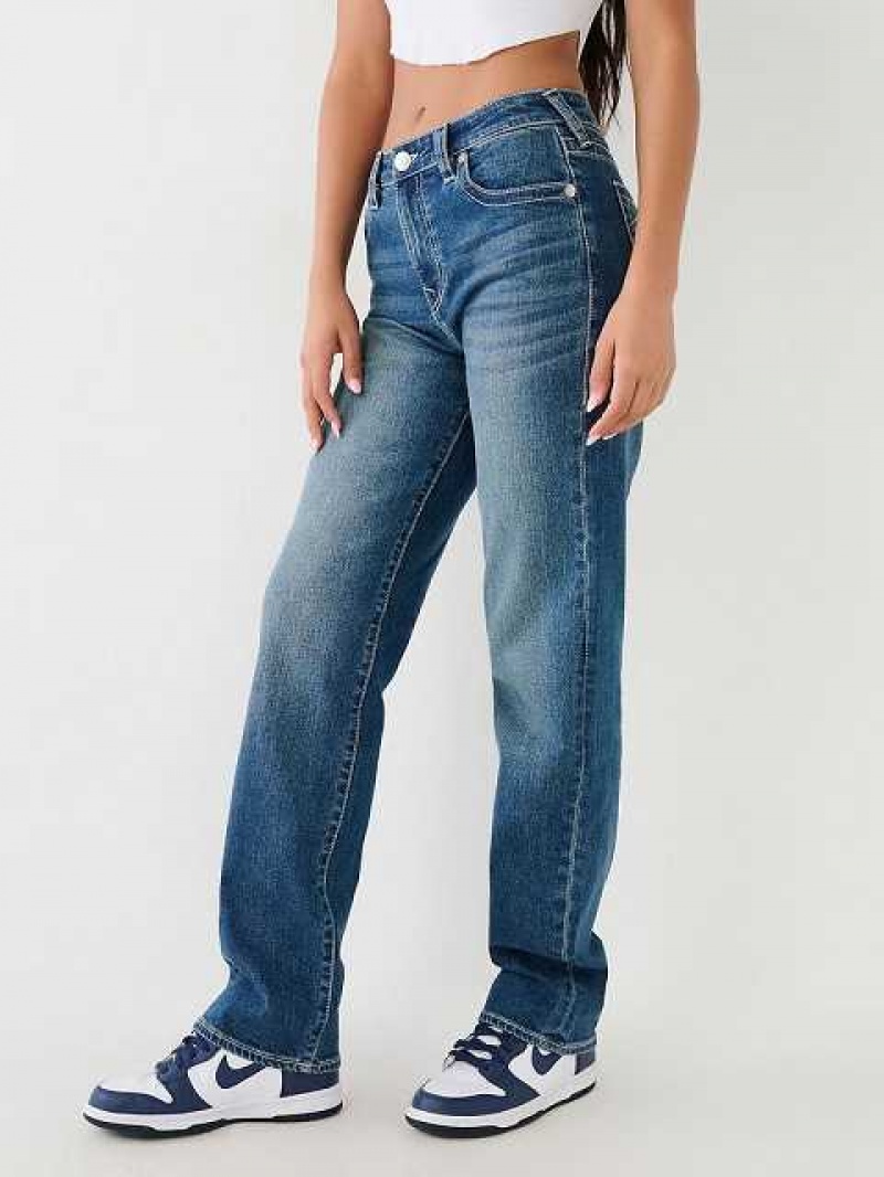 Jeans Straight True Religion Sarah High Rise Mujer Azules Oscuro | Colombia-JOQEYDL91