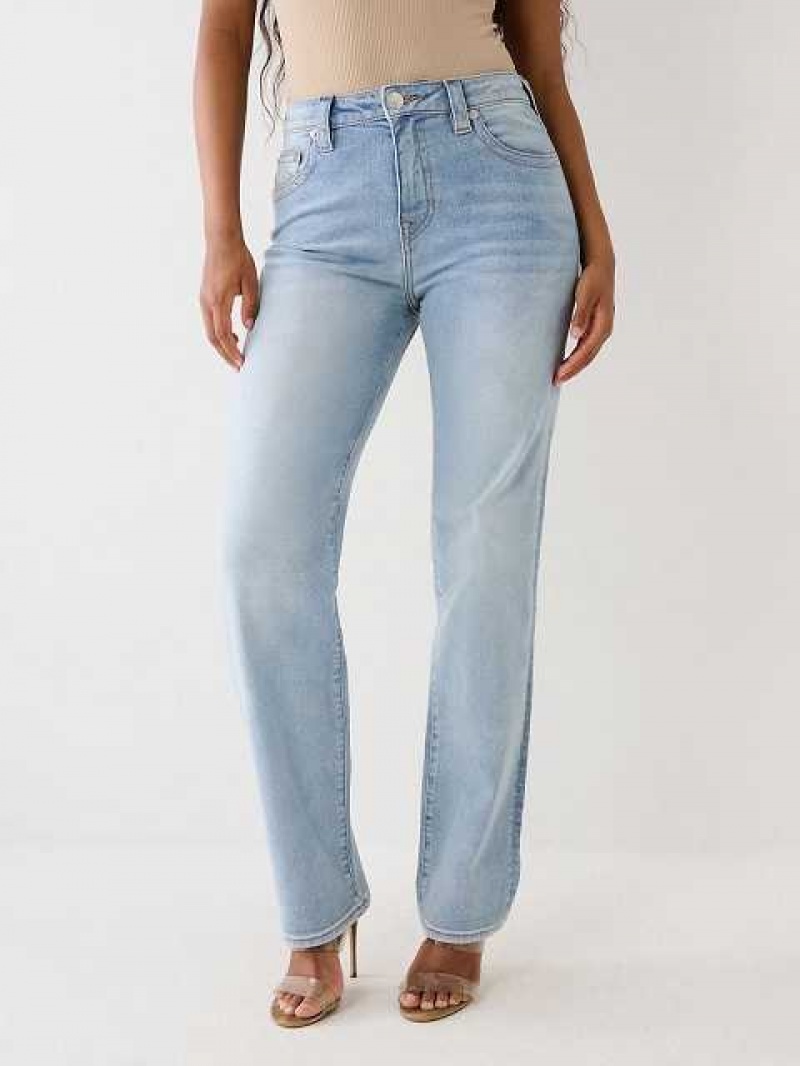 Jeans Straight True Religion Sarah High Rise Mujer Azules Claro | Colombia-EALZHSF64