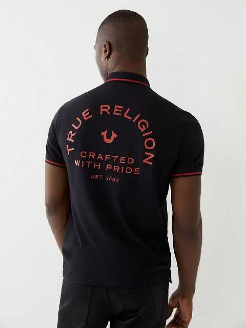 Polo True Religion Logo Hombre Negras | Colombia-AGCPJRO30