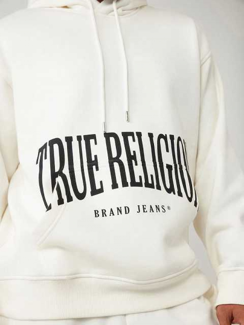 Sudadera con Capucha True Religion Logo Relaxed Hombre Blancas | Colombia-JVYIEGR02
